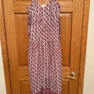 American Eagle Outfitters Burgundy and White Midi Dress